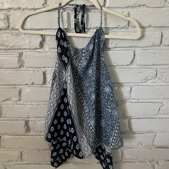 🫐 paisley bandana scarf top 🫐 Olivaceous backless halter top - Picture 1 of 4